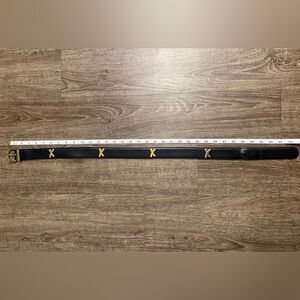 Vintage Paloma Picasso Black Leather Belt Gold X Studs Italy Designer Belt